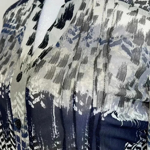 PerSeption Concepts Sheer Button Down Roll Sleeve Blouse.​​ - Picture 6 of 16